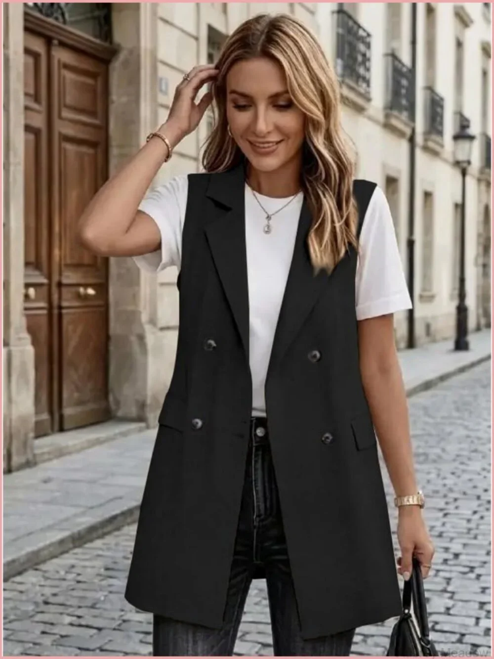 Long Linen Vest: Sleeveless Blazer Jacket Dressy Casual Outerwear Tops